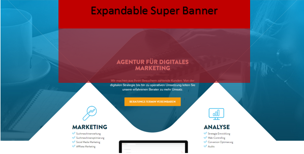 Bannerwerbung: Beispiel Expandable Super Banner
