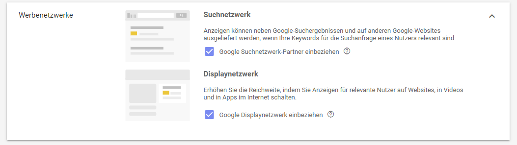 Google Ads Optimierung: Suchnetzwerk mit Displayauswahl