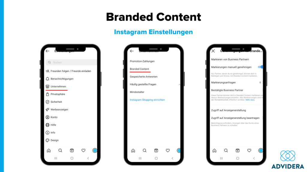 Branded Content Instagram Einstellungen
